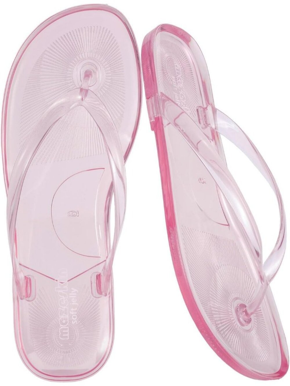Women's Pink Summer Jelly Flip Flops Soft Flexible Casual Thong Flat Sandals
